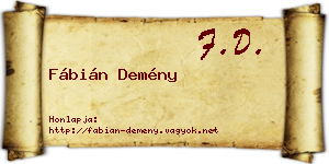 Fábián Demény névjegykártya